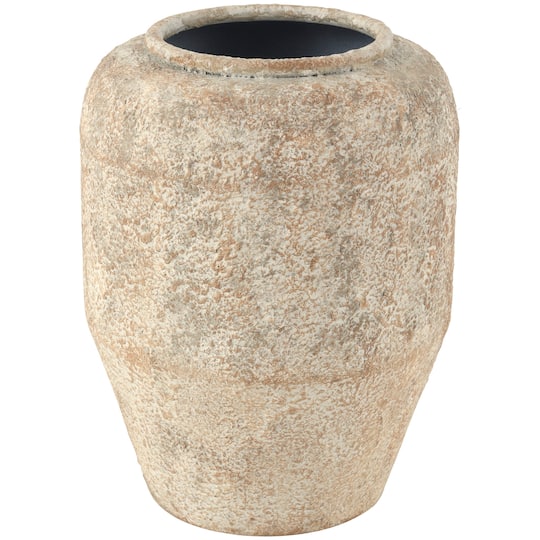 12" Beige Metal Handmade Antique Style Distressed Vase